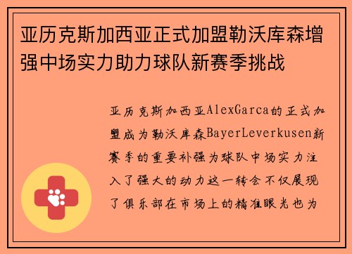亚历克斯加西亚正式加盟勒沃库森增强中场实力助力球队新赛季挑战